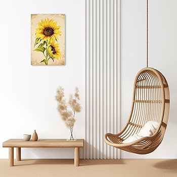 絵画 sunflower Original - Sunflower on bright green - 4